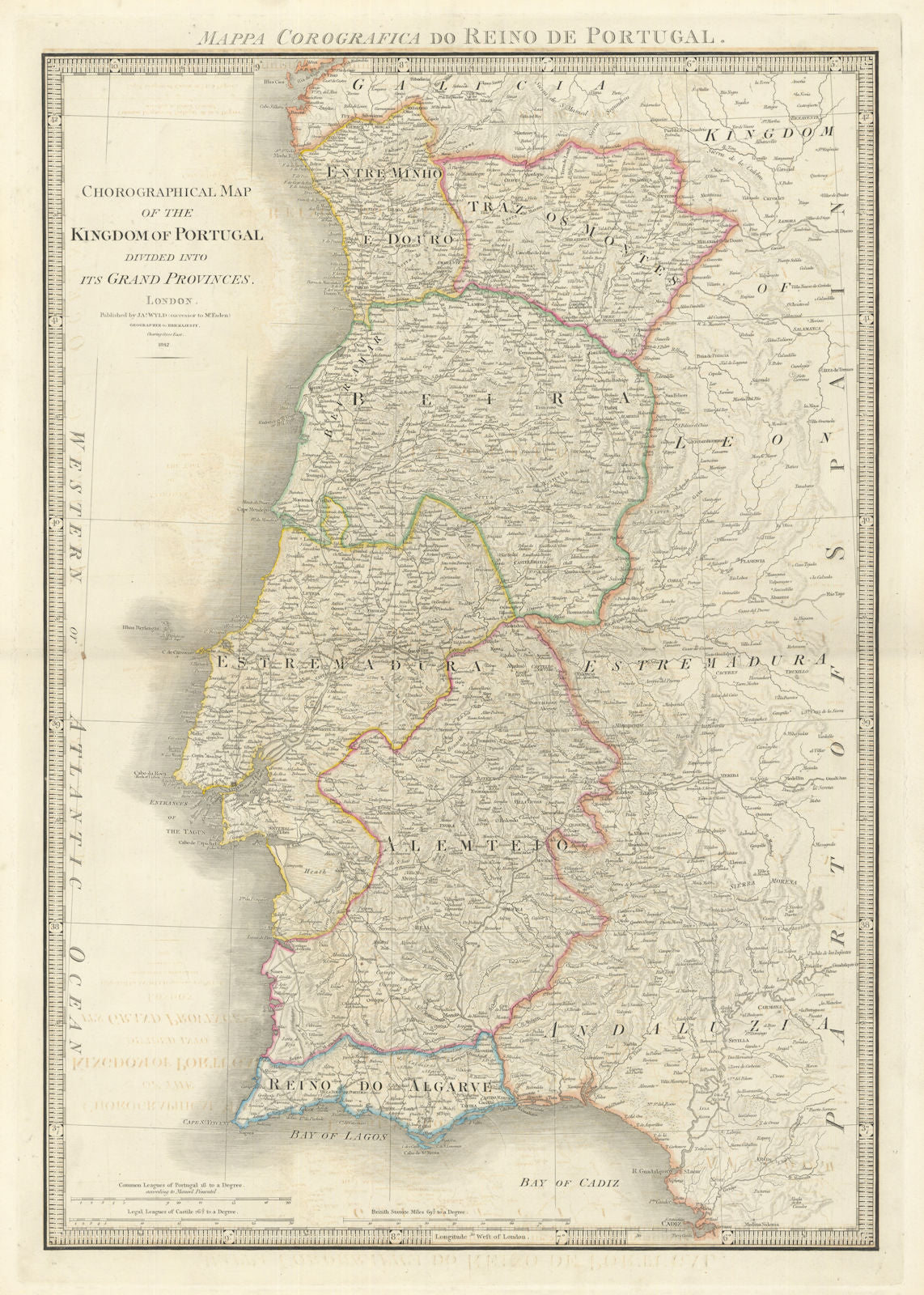 Chorographical Map of the Kingdom of Portugal divided… by James Wyld 1842